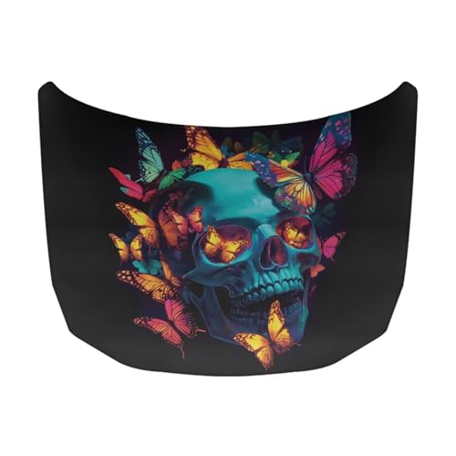 Image of Skeleton Colorful Butterfly Car Hood Cover for Automobiles, Car Bonnet Banner, Waterproof Automotive Hood Covers