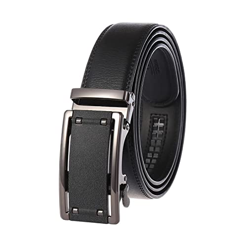 Men's Two-Layer Leather Belt Business Belt,Black,115cm/45.2''