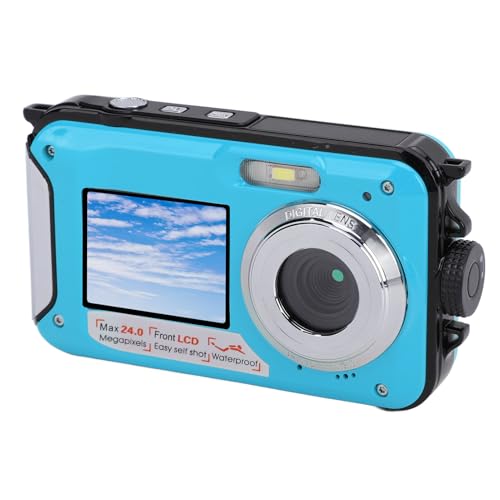2.7K Underwater Camera, 48MP Waterproof Camera with Dual Screens 16X Zoom Autofocus 11FT Water Resistant Compact Digital Camera for Snorkeling Diving (Blue)