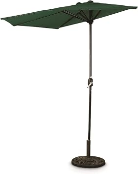 CASTLECREEK Half Round Patio Umbrella, Outdoor, Garden, Deck, Balcony Shade 8 Feet Hunter Green