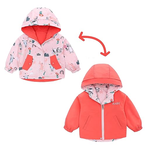 famuka Bebé Chaquetas y abrigos Bebé Niño Niña Ropa de abrigo Chaqueta Reversible Cortavientos Entretiempo (Rosa, 12M)