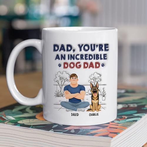 Taza personalizada Best Dog Dad de cerámica para hombres miniatura 2