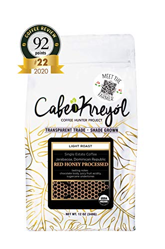 Cafe Kreyol - Organic Red Honey Ramirez Estate Microlot Coffee | 12 oz - Light Roast Whole Bean Coffee - USDA Certified Organic