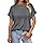 Cuptacc Tunika Damen Sommer Rundhals Oversize Bluse Kurzarm Locker Einfarbige Tshirt Damen Elegant 3XL Dunkelgrau