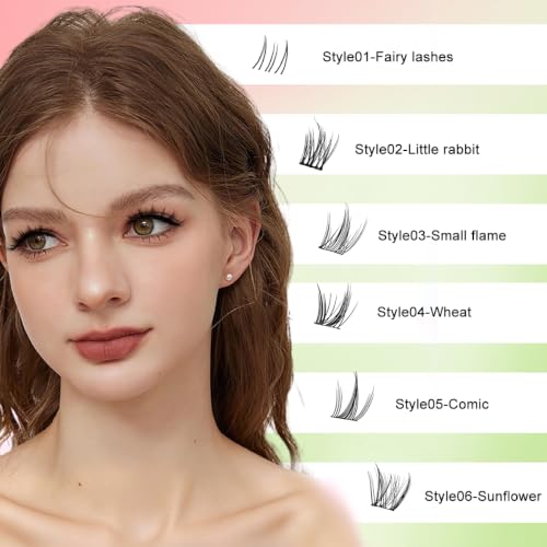 Image of MAYCREATE 6 Styles Eye Lashes For Women Natural Manga Lash Clusters Set | Lightweight fibers, soft band design, DIY-friendly application, suitable for daily wear, travel, and expressive looks