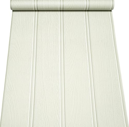 Image of SOPHIE LAURENCE Sage Green Tongue Beadboard Groove Smooth Finish Wallpaper Beaded Wood Panel Wallpaper 3D Effect Feature Wall Bedroom Living Room Nursery Playroom Lounge 10m Roll