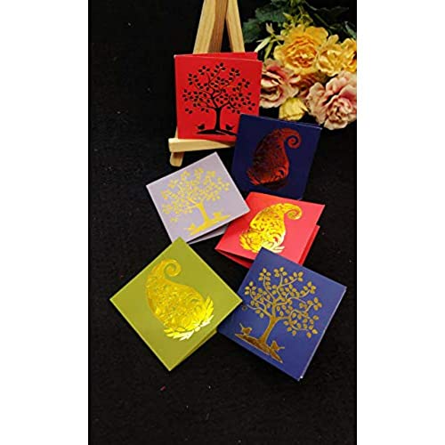 SATYAM KRAFT 50 Pcs Paper Small Traditional Printed Gift Tag for Notecards, Gifting, Anniversary, Birthday Thanksgiving, Christmas Wishes (5.5 CM X 5 CM) (Multicolor)