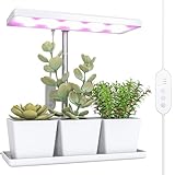 Outsunny Lampe de croissance 10W lampe plante de culture LED à spectre complet avec 3 bacs à fleurs, minuterie marche/arrêt automatique 8/12/16/24 H, 5 niveaux de luminosité, hauteur réglable, blanc