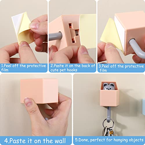 Juome Adhesive Coat Hooks, Key Holder For Wall Decorative, 4 Pcs Cute Cat Key Hook For Coat, Bag, Hat, Towel, Key Hooks For Wall Hanging Decorations #TOP5