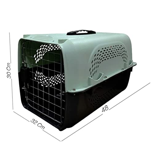 Pet-Monastry-IATA-Approved-Pet-Travel-Carrier-Plastic-Handle-Hinged-Door-Folding-Collapsible-Transport-Box-Crate-Cage-for-Puppies-Cats-Rabbits-Size-195-x-13-x-125-Lite-Green