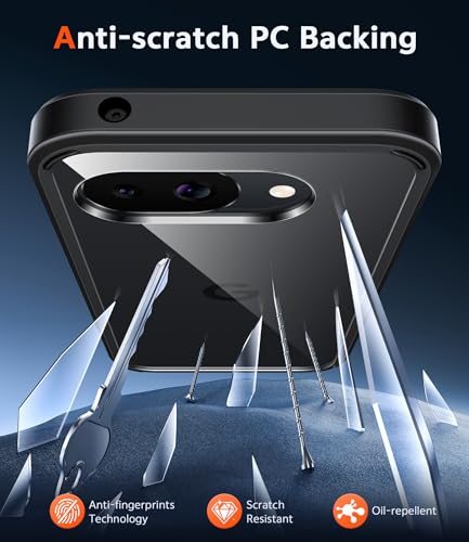 Image of FNTCASE for Google Pixel 10a Case: Military Grade Drop Protection with Screen Protector Anti Yellowing Cell Phone Cover - Rugged Shockproof Protective Bumper Transparent Cases(D-Black)