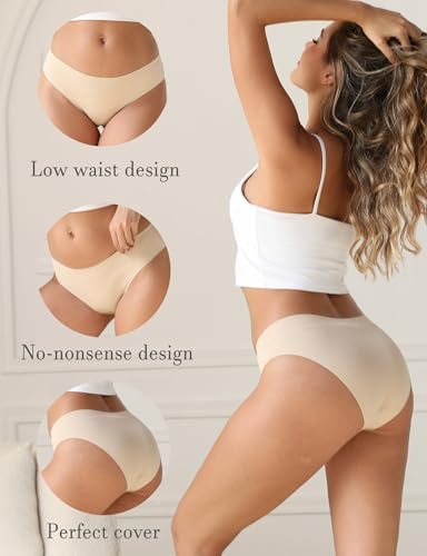Image of Women's Seamless Underwear Stretch Bikini Panties No Show Invisible Hipster XS to 3XL 6 Pack