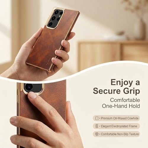 Coque en cuir de vachette Samsung S25 antichoc pour éviter les rayures - 6