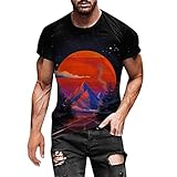 T-Shirt Herren Kurzarm Rundhals T Shirt für Männer Print Regular Fit Washed Trainingsshirt Herren Sommer T-Shirt Crew Neck Tee Kurzarmshirt Baumwolle T-Shirt mit Blumenfarbe Männer Shirt Sweatshirts