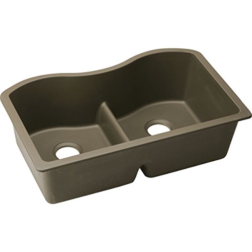 Elkay Quartz Classic ELGULB3322MC0 Equal Double Bowl Undermount Sink with Aqua Divide, Mocha