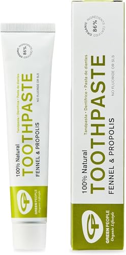 Green People Fennel & Propolis Toothpaste - 100% Natural Non-Mint Toothpaste for Sensitive Gums - Fluoride & SLS Free - Organic & Cruelty Free, 50ml