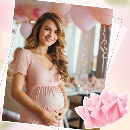 Image of Breling Pink Coquette Bow Security Blanket Soft Baby Fluffy Blanket Unisex Stuffed Gift for Newborn Infant Toddler Boys and Girls, 13. 78 Inch