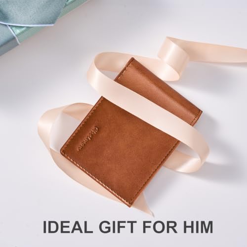 Image of Chelmon Slim Wallet for Men ID Window with RFID Blocking Minimalist Front Pocket Bifold Bussiness Card Holder Gift for Men, Alaska Brown