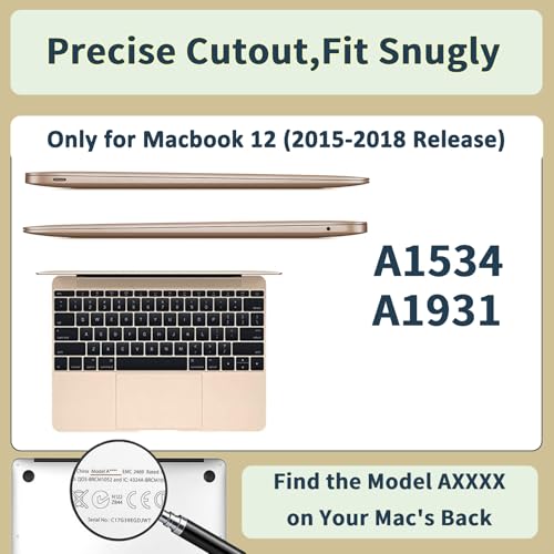 Funda MacBook 12 A1534 carcasa rígida con bolsa y protector de teclado flor rosa 3