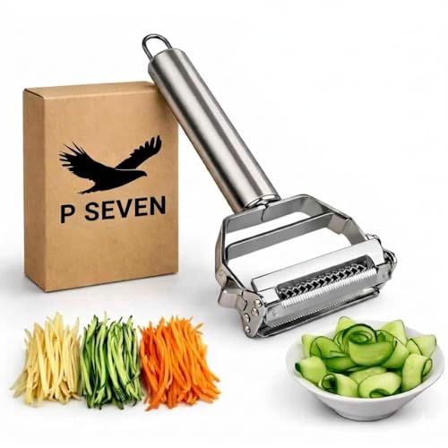 Image of Vegetable Peeler Stainless Steel Julienne Peeler with Dual Blade Head Handheld Kitchen Tool (Steel Vegetable Peeler)