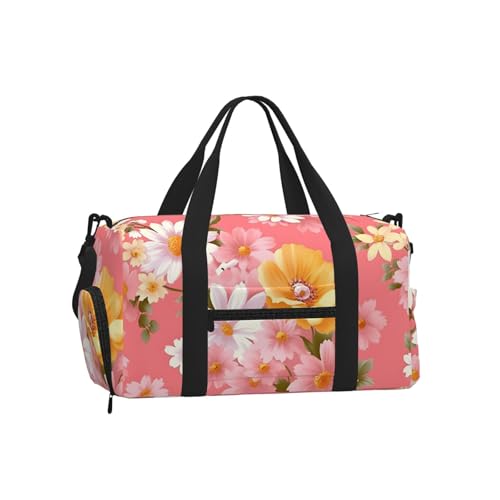 Sac de sport Mexpekil femme grand sac de voyage cabine imprimé fleurs avec poche chaussures