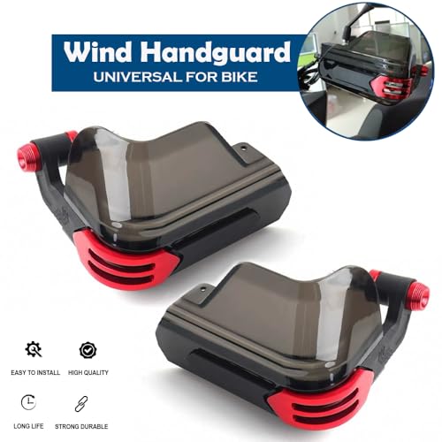 Image of Universal Motorcycle Wind Handguard - Strong & Durable Hand Protector for Bike, Red Smoked Finish, Stylish Design, Long Life, Easy Installation, High Quality Handlebar Shield