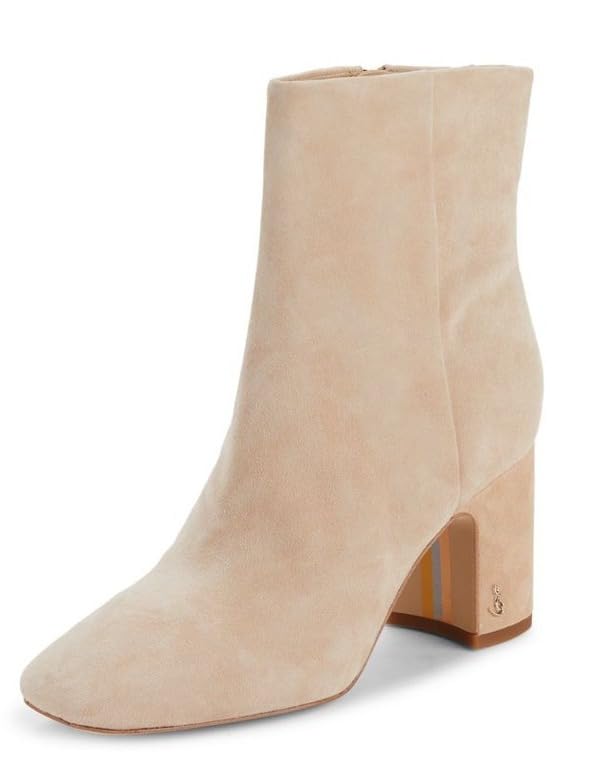 Image of Sam Edelman Codie Warm Oat Side Zipper Squared Toe Block Heel Fashion Boots (11, Warm Oat)