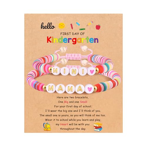 First Day of School Gift Kindergarten Prek Bracelet Mommy and Me Bracelets Back to School Gifts Adjustable Cross Bracelets for Kids Girls Boys Jewelry Gift