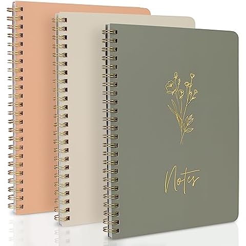 ZICOTO Aesthetic Spiral Notebook Set of 3 For Women - Cute College Ruled 8x6 Journal/Notebook with Large Pockets And Lined Pages - Perfect Supplies to Stay Organized at Work or School Cover