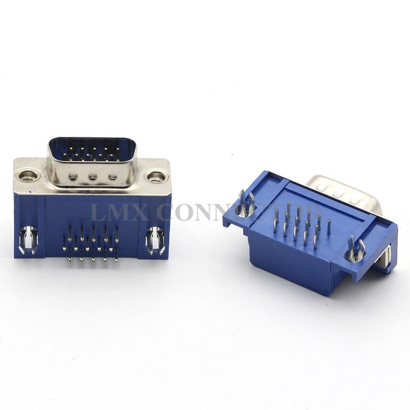 Wiring Connecting Terminals - 20PCS VGA Socket Adapter 90-Degree Curved Needle Welding Plate HDR15 3X5 DB15P Ports Connector Male Riveting Half Gold