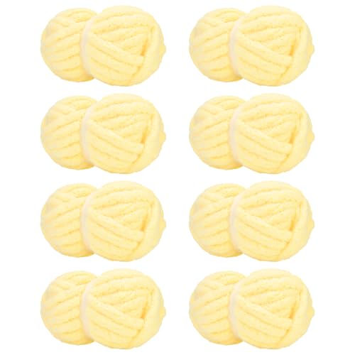 Image of Chunky Yarn for Hand Knitting Soft Jumbo Bulky Fluffy Chenille Yarn for Crocheting Blanket Scarf DIY 8 Pack (Pastel Yellow, 28yds, 8 Ounces Each)