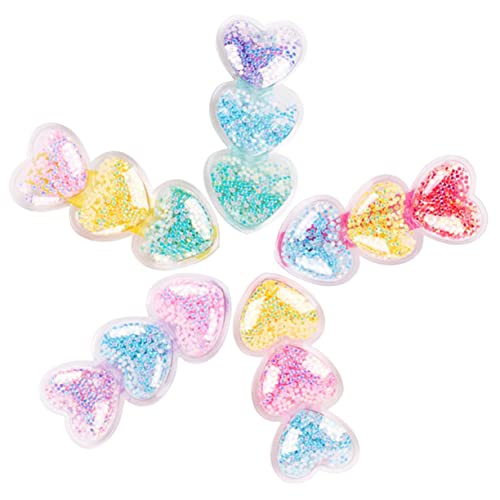 FRCOLOR 5個女の子用 ハートヘアクリップ キラキラ流砂 ヘアアクセサリー スリングバレッタ 髪留め 子供向け かわいい髪飾り