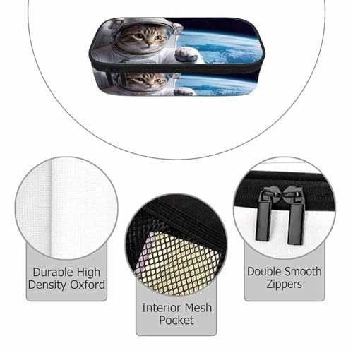 Image of Cat Astronaut Pencil Case Cute Animal Universe Sky Land Space Earth Pencil Bag Pen Markers Pouch Holder Organizer for Boy Girl School Students