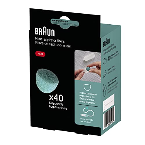 Braun Manual Nasal Aspirator Filters, 40 Count â€“ Disposable, Hygienic Filters for Braun Manual Toddler and Baby Nasal Aspirator