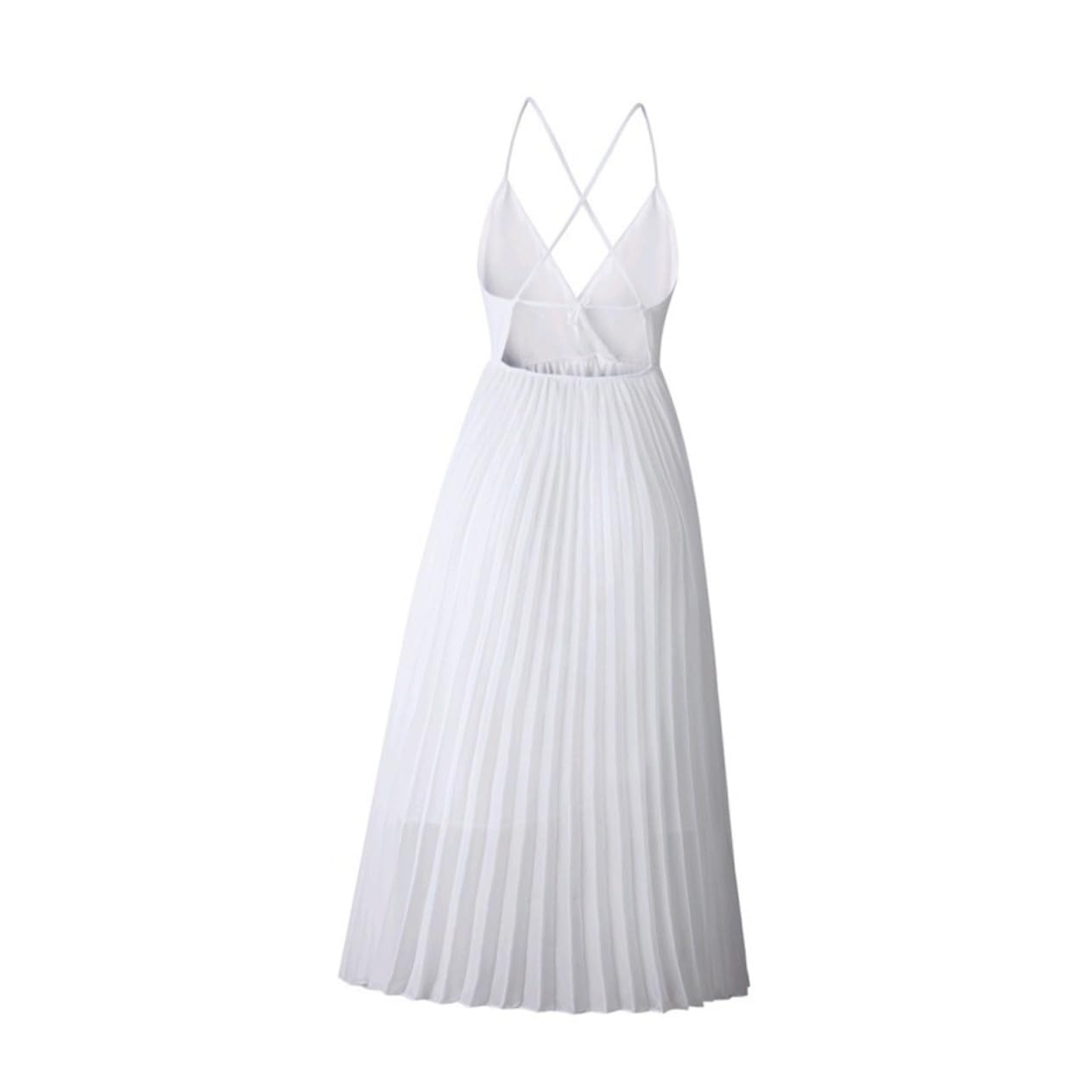 LIFKOME Vestito Donna per Calda Senza Spalline Scollo a V, Bianco, in Poliestere Traspirante, Raffinato per Festa e Impiego Quotidiano, Taglia XL