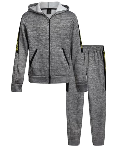 Pro Athlete Boys Tracksuit Set - 2 Piece Fleece Boys Zip Up Hoodie and Jogger Sweatpants - Athletic Outfit (Sizes: 8-12)