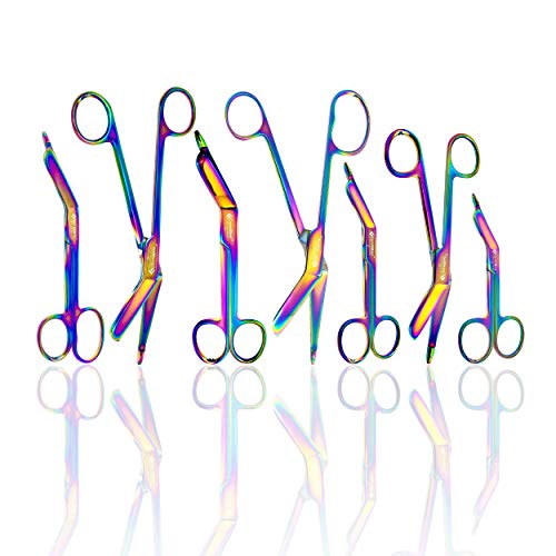 Cynamed Set Of 4 Lister Bandage Scissors With Multicolor/Rainbow Titanium Coating - Perfect For Emt, Paramedics, First Aid, Responders, Doctors, Nurses, Students And More #TOP6