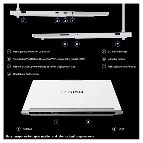Image of Lenovo Legion 7i Gen 10 Gaming Laptop, Intel Ultra 9-275HX, 64 GB DDR5 RAM, 4 TB PCIe SSD, 16″ WQXGA (2560x1600), Nvidia G-Force RTX 5070, RGB Backlit Keyboard, W11 Pro, Glacier White+Traix Mousepad