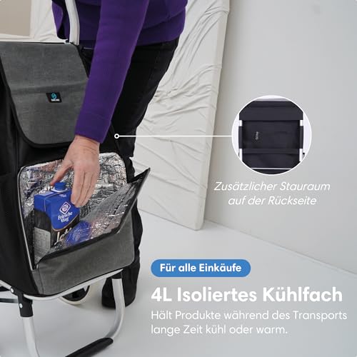 Safe Age® Einkaufstrolley mit Kühlfach und Sackkarren-Funktion - Einkaufswagen - Trolli - Klappbar