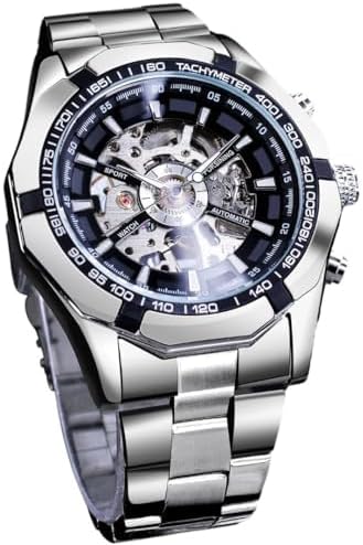 Relógio Masculino "Classic Gear" Mecânico com Design de Engrenagens, Pulseira de Aço Inoxidável, Resistente à Água até 3Bar – Estilo Luxuoso e Visual Robusto + Caixa Premium