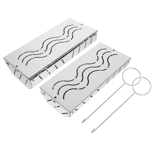SUPVOX 2pezzi Scatola Per Affumicatura in Inossidabile Con Supporto Per Vassoio Per Affumicatura Per Barbecue Per Di Legno Accessori Per Barbecue