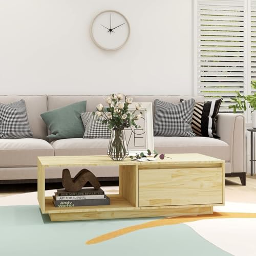 Table basse 110 x 50 cm pin massif table basse robuste en bois de pin - 2