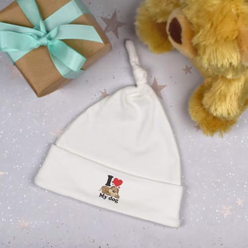 Azeeda 'I Love My Dog' Baby Beanie Hat (BH00034969) White3