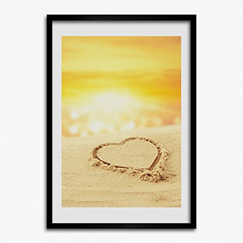 Cadre en Bois MDF Tulup 50x70 cm pour Mur Vide Tableau Moderne Coeur Plage
