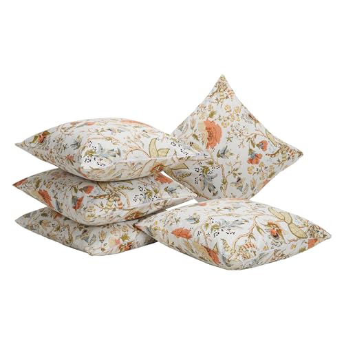 Image of Clasiko Cotton Cushion Covers Set of 5; 24x24 Inches; Floral Fantasy