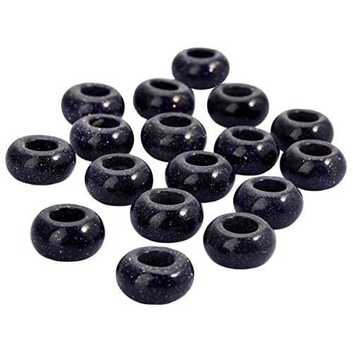 Nupuyai Blue Sand Stone Large Hole Stone Rondelle Loose Charms fits Bracelet - Image 3