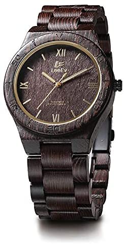 Reloj de cuarzo hombre de madera marrón pulsera informal minimalista