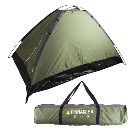 VFM e-Store - Eiger Trekker Pop Up Tent - 1, 2, 4 Man Tent Waterproof, Lightweight Camping Shelter With Carry Bag - Green Blue Dome for Easy Setup and Outdoor Adventures
