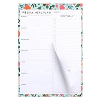 60 Sheets Weekly Meal Planner, Tear off Meal Planner and Shopping List Magnetic Shopping List Pad for Fridge Undated Fridge Notepad for Food Planning and Convenient Shopping, 7*10'' Flower Design