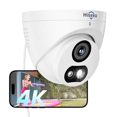 Hiseeu [4K HD+121°Wide View] 8MP PoE Camera, IP Camera, Human Vehicle Detect, 3840 × 2160p,25fps, 2 Way Audio, Free Remote Access, Color Night Vision, IP 67 Waterproof, Work PoE NVR